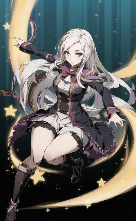 hires,8k,effect,high detail,effect background,dynamic pose,
1girl,white hair,flipped very long hair,(unlight:1.3),magic girl uniform
<lora:GoodHands-vanilla:1.2> <lora:Unlight:1>
