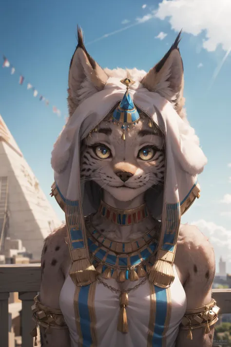 masterpiece, best quality,furry girl,outdoor,hdr,blue sky,sunlight, pyramind
perfect light,animal nose,solo,detail fur,epic movie concept
adorable,egyptian clothes, looking at viewer,sheli,lynx
<hypernet:furry_kemono:0.4>  <lora:Lynx:0.6>