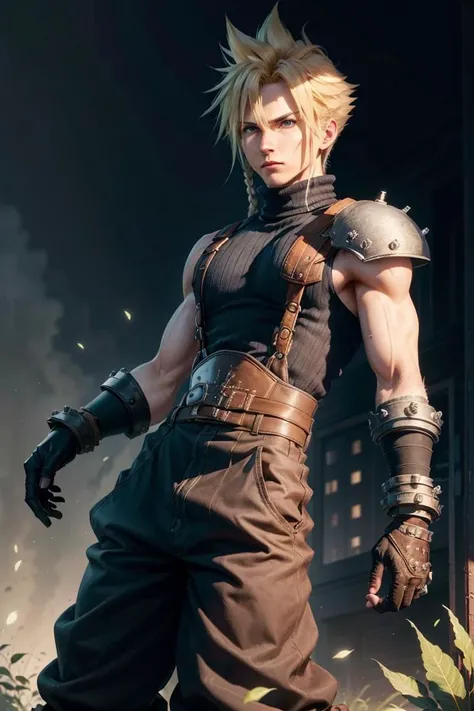 male face, male, (looking at viewer:1.0), ((masterpiece:1.4, best quality)), (medium-body shot:1.6). forest,
<lora:cloudstrife-nvwls-v1:0.8> cloud strife, shoulder armor, sleeveless turtleneck, suspenders, belt, baggy pants, gloves, bracer, boots, crossdressing, twin braids, male focus, frilled dress, hair bow