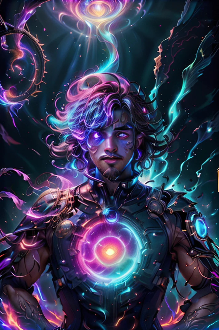 male <lora:dg_Hank_v1:1> dg_Hank, zrpgstyle, from_side from_below, <lora:detail_slider_v4:0.5>, <lora:Ink_poster:0.2>, <lora:colorify:0.3>, <lora:FilmVelvia3:0.2>, <lora:FujiVelvia50:0.2>, <lora:fractalized:0.1> fractalized, (ambient lighting:1.2), (volumetric lighting:1.2), (fine details:1.1), photorealistic, depth of field,, BREAK (style-swirlmagic:0.8), portrait, (bloody scars:0.7), looking up, solo, upper body, detailed background, (<lora:UltraBlackholeTech:0.6>, excessive energy, ulblackholetech theme:1.1), gaze emanating power, mysterious sorcerer, Tomato robe, ornate pendant, focusing, arms raised, (full body:1.1), (hovering :1.2), (levitating:1.2), hair flowing in the wind, (Hot pink waves), magic orb, mana, floating ice shards, bright lighting, dark castle in background,