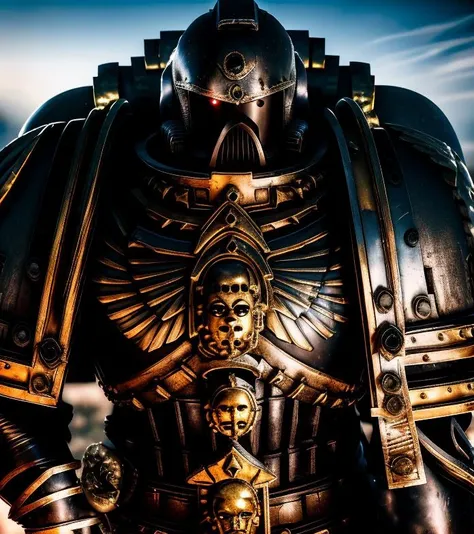 None <lora:spacemarine:1> masterpiece professional photo of spacemarine style warhammer, black metal armour, reflections, polished black armor, scull, <lora:whsororitas_v3:0.45> epic battle, gothic cafedral architecture ruins, running space marine, detailed metal ornament texts, helmet, angry man face, red cloak