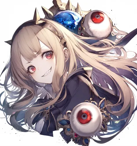 1girl,
cagliostro \(granblue fantasy\),
hito komoru,
grin, red eyes, blonde hair, hairband, parted lips, cropped shoulders, looking back, jewelry, sharp teeth, teeth, upper body, smile, purple hair, eyeball, solo, long hair, grey eyes, evil smile, gem
<lora:a31_style_hito_komoru-000044:1>
