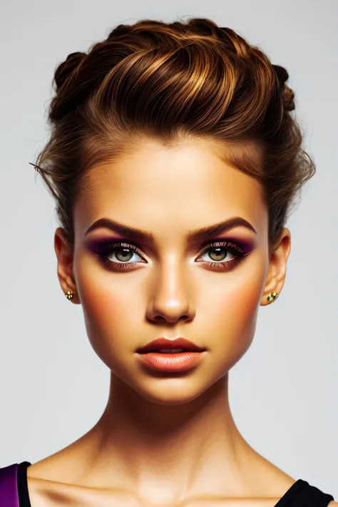 (geometric design, sharp angles, bold colors, clean lines:1.15), <lora:sd15_MarinaLaswick_locon_24_v1:.9> MarinaLaswick , focus on eyes, close up on face, wearing jewelry, hair styled as Curly Updo,