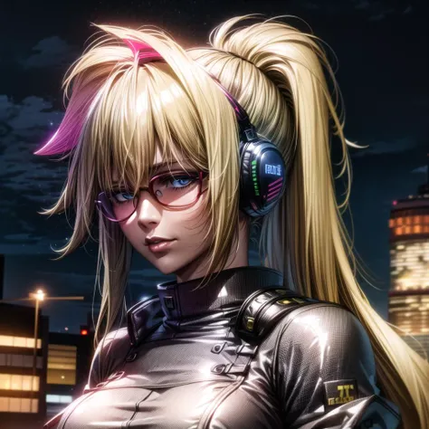 <lora:GamerFashion-rgb-V1:0.7> ,rgb,((headset, )),<lora:AlexandraV1:0.7>,alexandra, 1girl, breasts, blonde hair,red glasses, large breasts, long hair, ponytail, blue eyes,night,city <lora:more_details:1>,