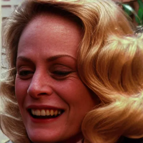 A UHQ 8K facial portrait studio photo of ((smiling)) beverlydangelo ((looking)) at viewer with relaxed facial expression; professional photograph, Zeiss 50mm F8, award-winning photo