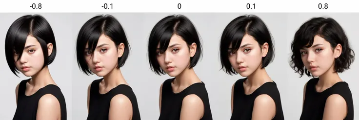 girl, short hair,black hair<lora:curly_hair_slider:-0.8>, simple background, white background, looking at viewer