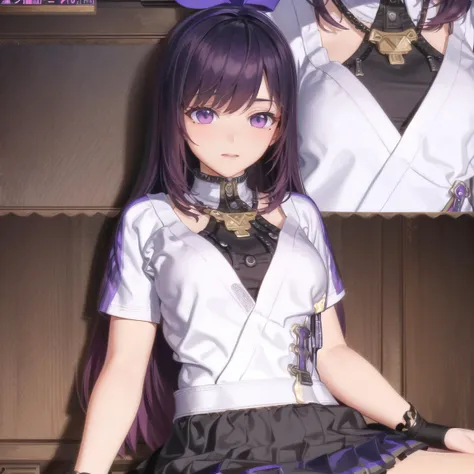 ((masterpiece)),(((bestquality))),((ultra-detailed)),((illustration)),
1girl,solo,bella,purple hair,moe,mole under eye,pleated skirt,sitting
<lora:bella_regular:0.8>