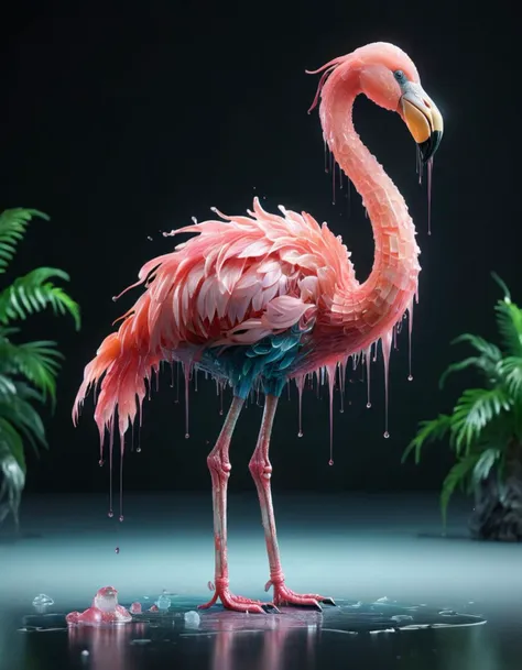 Anime, Flamingo, Creepy, sleek, monster, clean, manga, <lora:ral-mtlnicbz:0.84> ral-mtlnicbz, luxury, illustrious quality, dynamic cinematic color, extremely rich detail, fabulous colors, sublime, beautiful, badge, ambient illumination, pure, intense, romantic