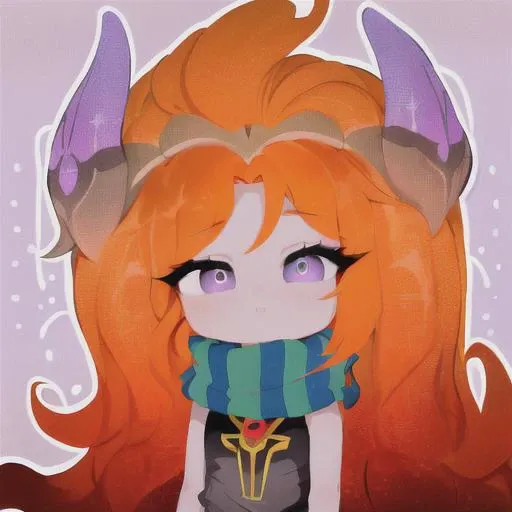masterpiece, best quality, ((zoe)), (orange hair), (long hair), ((heterochima, purple eye, blue eye)), azhiichigo style, big eyes, thick lines, cute, <lora:AZHIICHIGO_V1-10:1> <lora:zoeLeagueOfLegends_v10:0.8>