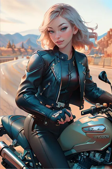 Merger_tess_baehaus,
((riding a motorcycle:1.2) wearing (motorbike leathers:1.2), (riding a motorbike:1.2), (driving a motorbike:1.2),  (motorcycle:1.1), traffic, leather trousers, leather jacket, motorcycle boots, leather gloves:1.2),
bokeh, f1.4, 40mm, photorealistic, raw, 8k, textured skin, skin pores, intricate details  <lora:epi_noiseoffset2:1>, epiCRealism <lora:ClothingAdjuster3:-1>
