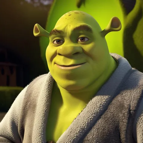 Shrek1024, wears a dirty bathrobe in a swap, mud, detailed eyes, highly detailed, photography, ultra sharp, film, bokeh, professional, 4k <lora:Shrek1024:0.8>