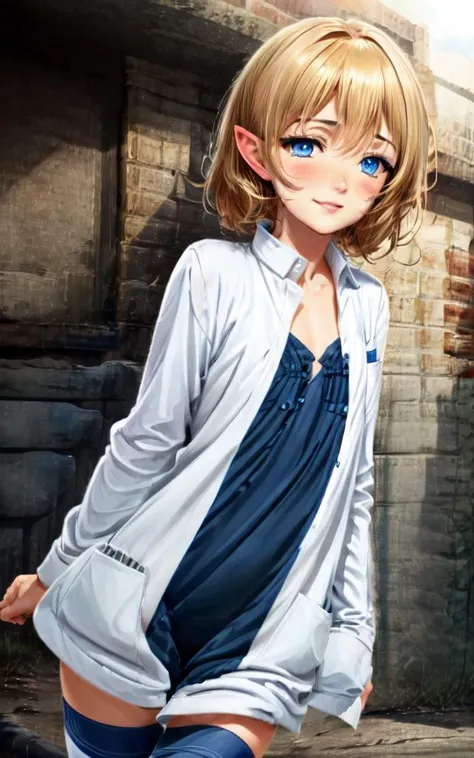 <lora:_redears:1> blush, +++ extremely quality extremely detailed deep-silky-healthy-lackwarm-foundational-soft-skin, illustration high resolution, contrapposto glow shine like opal, <lora:_flat2:-0.3:ALL> <lora:_hipoly3DModelLora_v20:0.3:NF> hiqcgbody ++ Faint lips,UC:realistic cute anime face cinematic angle Girl at the front dynamic pose, cute elf Young woman 21years old  [lightgreen] eyeliner piercing small breasts skindantation shiny hair gradation [gradient partially [blond:silver:0.9] hair] super long hair blue eyes ((eyes visible through hair)) smile +++ - sky blue dress, blouse white super long coat, thighhighs, darkbrown lace-up long boots, charcoal collar thigh_gap