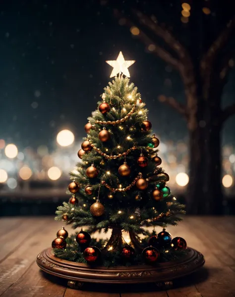cinematic film still  trippy landscape,esquel pallasite color palette,iridescent paint,the persistence of memory style,twisted,turned,malformed,melted,art by Rene Magritte,anime,Tsutomu Nihei,, <lora:quiron_Chritsmas_v1_lora:0.67> ChristmasQuiron style, Christmas, Christmas tree, Christmas decorations,  best quality, ultra detailed, 8k, mysterious.  . shallow depth of field, vignette, highly detailed, high budget Hollywood movie, bokeh, cinemascope, moody, epic, gorgeous, film grain, grainy