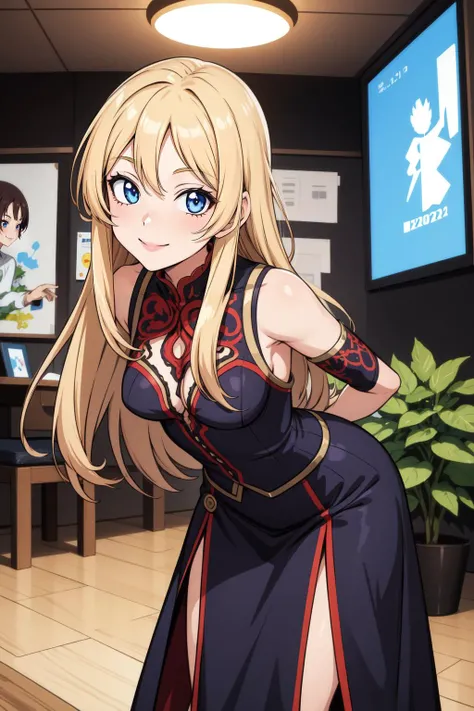 (masterpiece, best quality), intricate details,
1girl, <lyco:holo anime2024_LoconV1:0.8> holo anime2024,
indoors, blurry background, arms behind back, leaning forward, smiling,