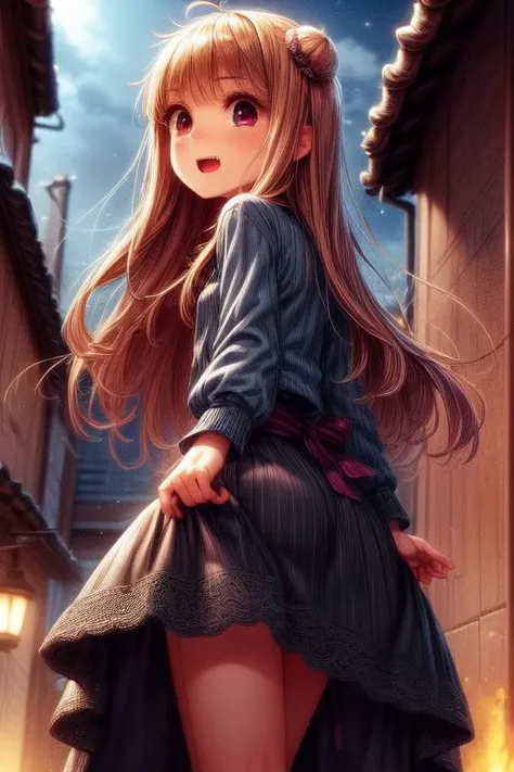 (best quality), highres,
Holo the wise wolf, Horo,
solo, single, one girl,
short height, ((naked neck, naked pussy, naked arms)), ((petite)), ((skinny young body)), (((thin skinny body))), (soft cheeks), ((big head)), (small body), (short height body), ((little tiny body)), ((small naked body)), (((black eyes))), dark eyes, (big eyebrows), flat chest, small nude breasts, (nude body), ((smily face:2.3)), (beautiful symmetric black eyes), (detail black eyes), black eyes, ((naked pussy, pink pussy, vagina exposed, open pussy)),(beautiful long thin legs)
((((small tits, flat tits:1.3 (naked breasts:1.5, black shirt:1.8, naked body:1.7, belly:1.3), little skirt, wearing orange fluffy skirt, (naked arms:1.9)))))
((forest)), boardwalk, (winter), (snowy trees), snow, snowing, (night),
((squirt)), cum, (orgasm), ((hands on vagina, masturbate, hands touch pussy)), (showing vagina),
((big fox ears)), (((double bun hair, buns haircut))), (fluffy hair), ((detailed hair))
