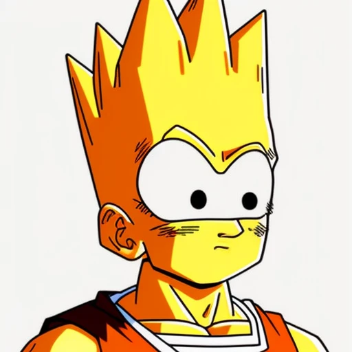 dbz style, bart simpson, highly detailed