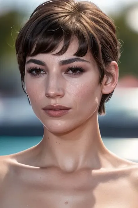 face closeup photo of (CR-UrsulaCorbero-sstylerdurden879:0.9) as a (young:1.0) woman in grey background, (heavy oiled shiny skin:1.0), (tilted angle shot:1.1), slick hair,
(8k uhd:1.0), (best quality:1.2), (masterpiece:1.2), (photorealistic:1.1), (sharp focus:1.1), (bokeh:1.1),