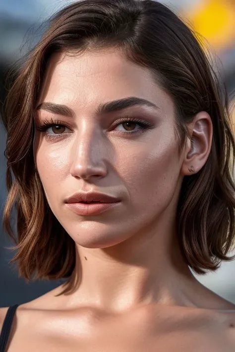 closeup photo of (CR-UrsulaCorbero-sstylerdurden879:0.9) as a (young:1.0) woman in grey background, (heavy oiled shiny skin:1.0), (tilted angle shot:1.1), slick hair,
(8k uhd:1.0), (best quality:1.2), (masterpiece:1.2), (photorealistic:1.1), (sharp focus:1.1), (bokeh:1.1),