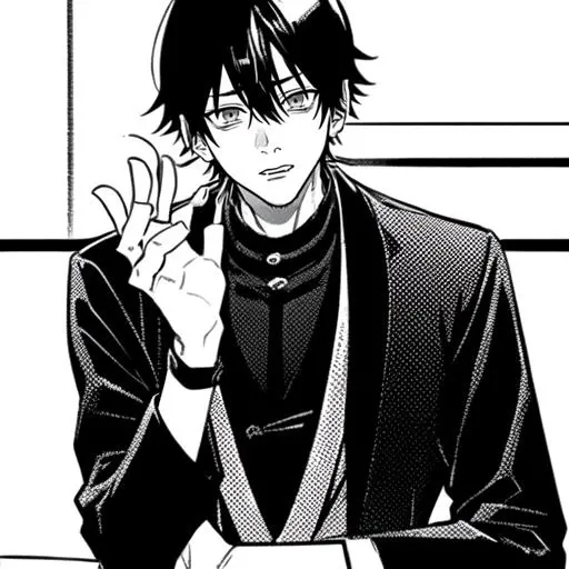 <lora:YutoSano-09:0.85>yuto-sano, 1boy, Kaneki, black hair, black suit, black long sleeves, fur coat, elegant, masculine, monochrome, solo, greyscale, male focus, looking at viewer'