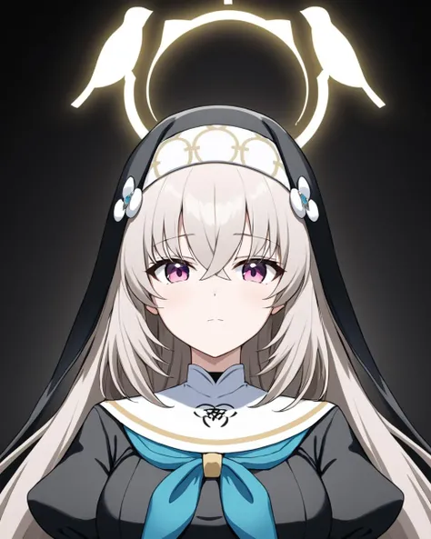sakurako \(blue archive\),1girl, solo, nun, halo, looking_at_viewer, black_gloves, black_background, habit, simple_background, upper_body, neckerchief, closed_mouth, juliet_sleeves, black_dress
<lora:sakurako_(blue_archive)_image854_2023-11-28-000015:1>halo. gorgeous,key visual, vibrant, studio anime,award-winning, professional, highly detailed,high budget, cinemascope