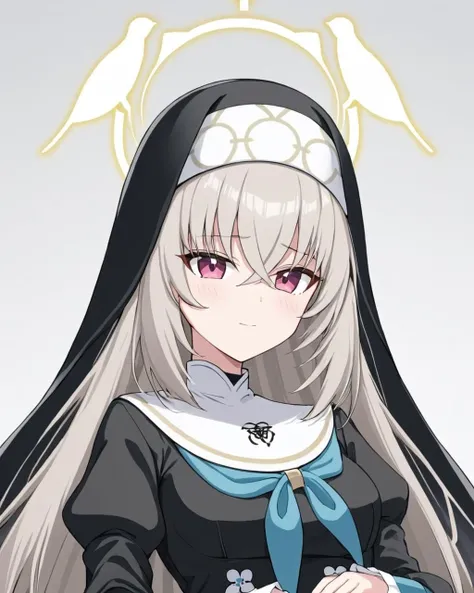 sakurako \(blue archive\),1girl, false_smile, anger_vein, solo, shaded_face, nun, white_background, halo, simple_background, sleeves_past_fingers, habit, closed_mouth, long_sleeves, dress
<lora:sakurako_(blue_archive)_image854_2023-11-28-000015:1>halo. gorgeous,key visual, vibrant, studio anime,award-winning, professional, highly detailed,high budget, cinemascope