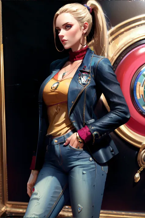 <lora:more_details:0.6>, 70s style, retro, woman wearing velvet blazer, embroidered jeans, Chelsea boots, pendant locket, bubble ponytail || masterpiece, perfect quality, sharp focus, shallow depth of field, 8k