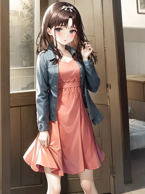 masterpiece, best quality, 1girl,solo,<lora:ang2-3:1>pink_dress, jacket,