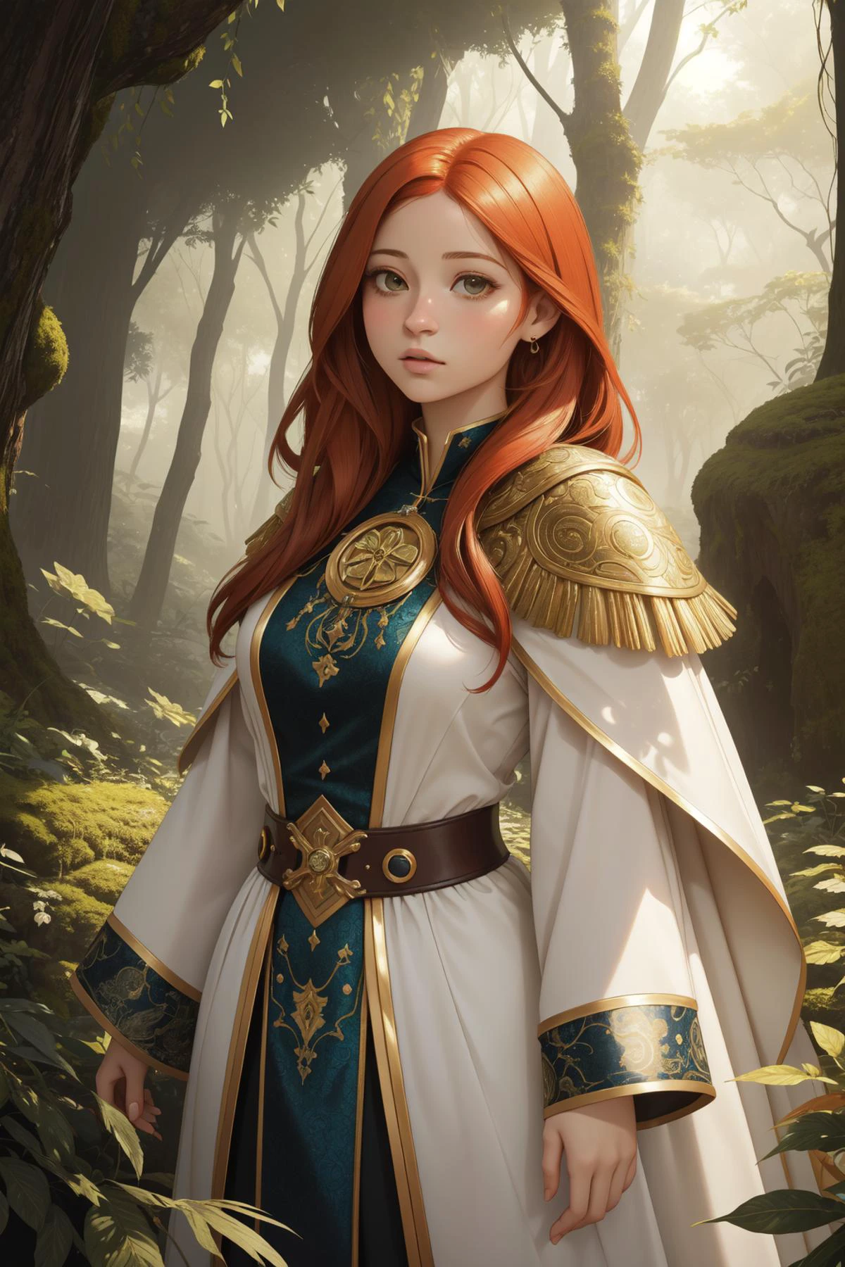 1girl, 8k Fractal, masterpiece, low angle shot of a Universal [Distinctive|Petrified] fat Israeli Cosplayer ([Emily Deschanel:Ginny Weasley:4]:1.3) , she as Futuristic Warlock, she is feeling very lustful, intricate background, in a very Mundane costume tailored by Stefano Gabbana made by Christian Dior, Ginny Weasley has [Tremendous:Level:13] hair, she has a Scrumptious Song Dynasty DayGlo Buttons, jewelry, dense foliage with Moss, Foggy conditions, equirectangular 360, (art by Soraya Saga:1.1) , (Gerard David:0.7) , Dynamic, Lonely, Baroque Art, Black lighting, F/8, Albumen, Diorama, dreamy, natural skin tones, detailed face, hyperdetailed, 4K