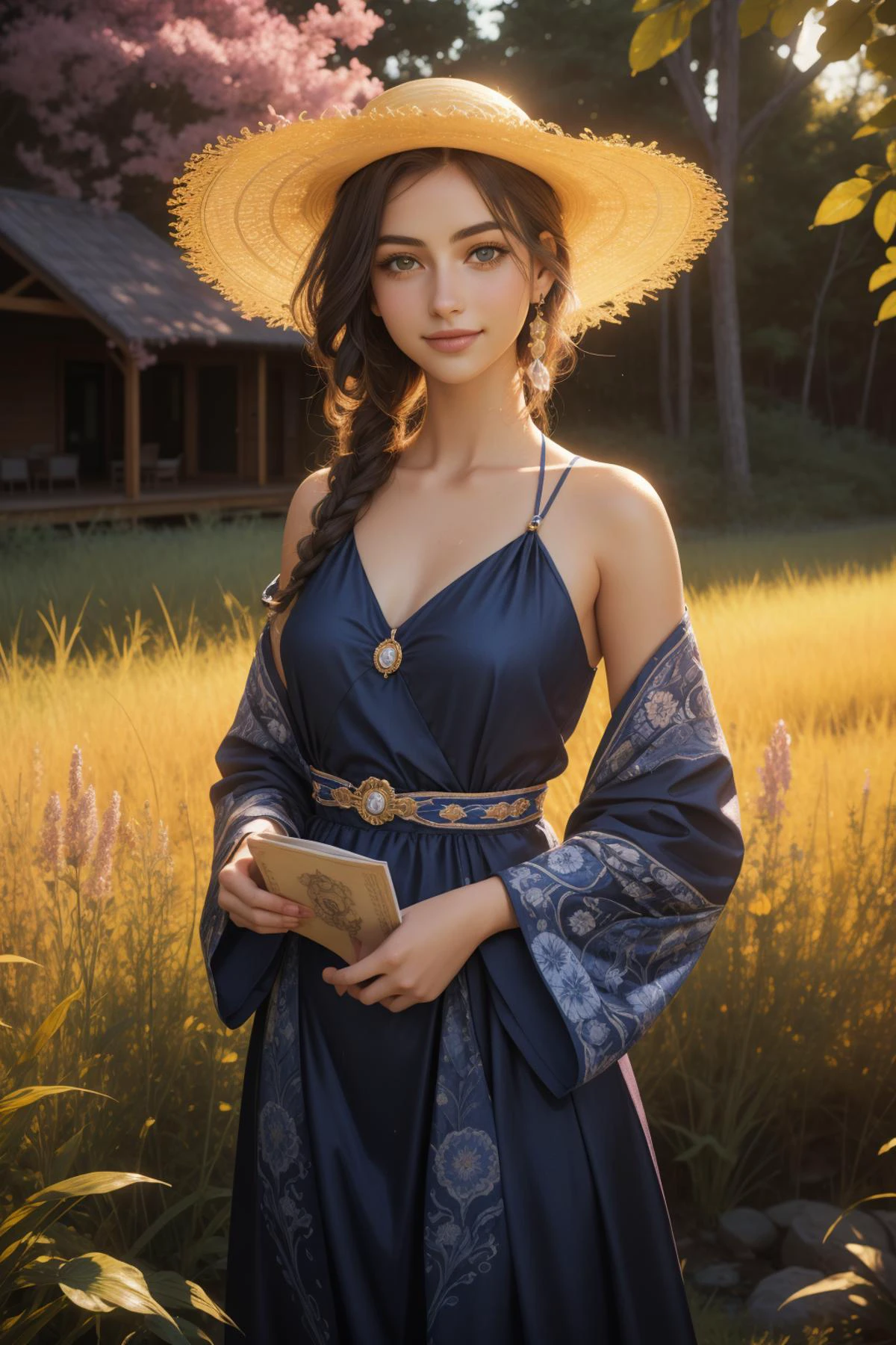 1girl, (photography art stylized by Jerry Schatzberg:0.8) and (Justin Roiland:0.8) and (Alois Arnegger:0.8) , dramatic Cosplay Photograph, vibrant Water color painting, lush grass and Aurora Borealis in background, (Charcoal theme:0.7) , Fantasy, medium wide shot of a Misshapen Nonchalant tall Panamanian (Girl:1.3) , the Girl is Reading, she is surrounded by Body washs, she has a very radiant smile, she is dressed in her Archean Codpiece, The Codpiece is Tiny, her hair is Australian and styled as Bantu knots, hairpin, the Girl has a Friendly Scandinavian deep indigo Wallet, Substantive sun hat, from inside of a Large Vacation home, Spring, Sharp and in focus, Sketch, Amusing, Destructive Art, Neon Light, sharp, focussed, Fuji superi400, pinhole lens, Lomography, made of Brick, Light streaks, skin pores, intricate detailed face, extremely detailed CG Unity 8k wallpaper, photolab