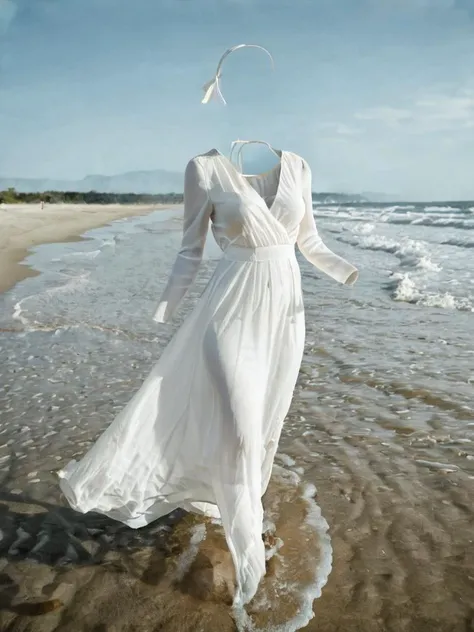 <lora:xl_Invisible person-000022:1>,Invisible person,white dress,beach,, masterpiece,best quality