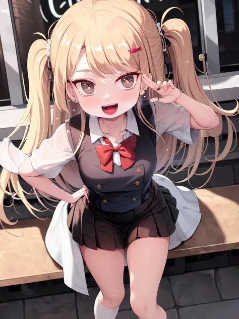 masterpiece, best quality, 1girl, soli, <lora:sse-3:1>,blonde hair, smile,happy,open mouth, two side up, school uniform,