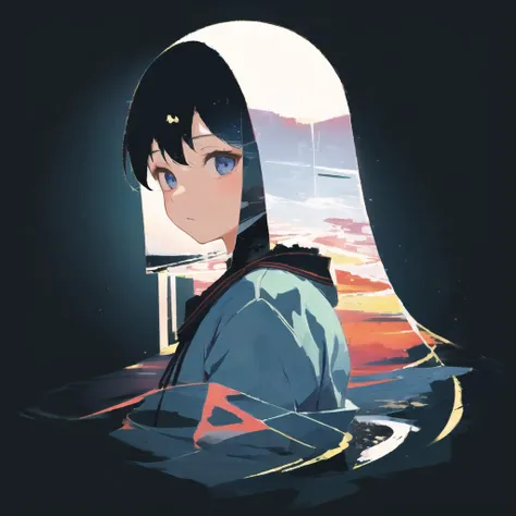 masterpiece, 1girl, simple background, (gradient background:0.5),
<lora:hair_with_scenery:1>,