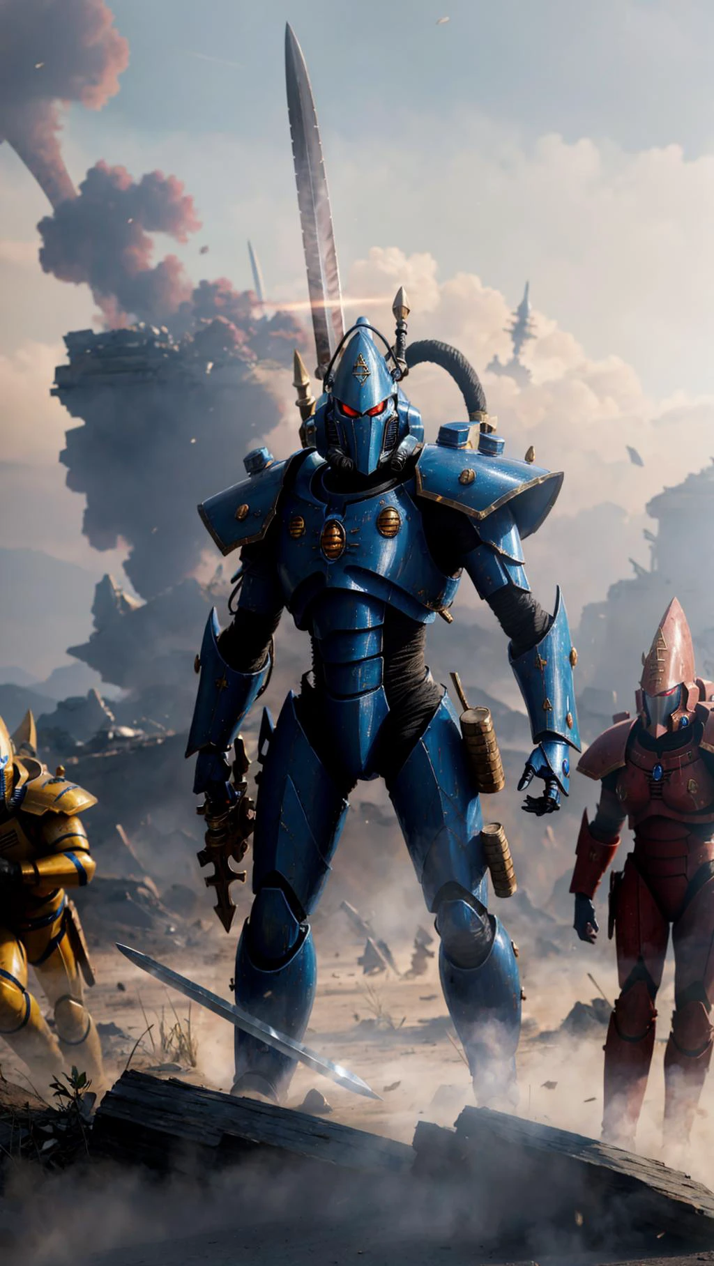 <lora:aeldari:0.8> ((aeldari, armor, power armor, sword)), howling banshee, BREAK,
(torn clothes, cloth pieces, damaged), <lora:clothing_explosion_lora01:0.8> torn clothes, BREAK,
((battlefield)), debris, smoke, war, warhammer 40k,, masterpiece, best quality, hyperrealistic, extremely detailed, highly quality, 4k, sharp focus, professional photograph, sharp focus, award winning, cinematic lighting, octane render, unreal engine, volumetrics dtx, Wallpaper,