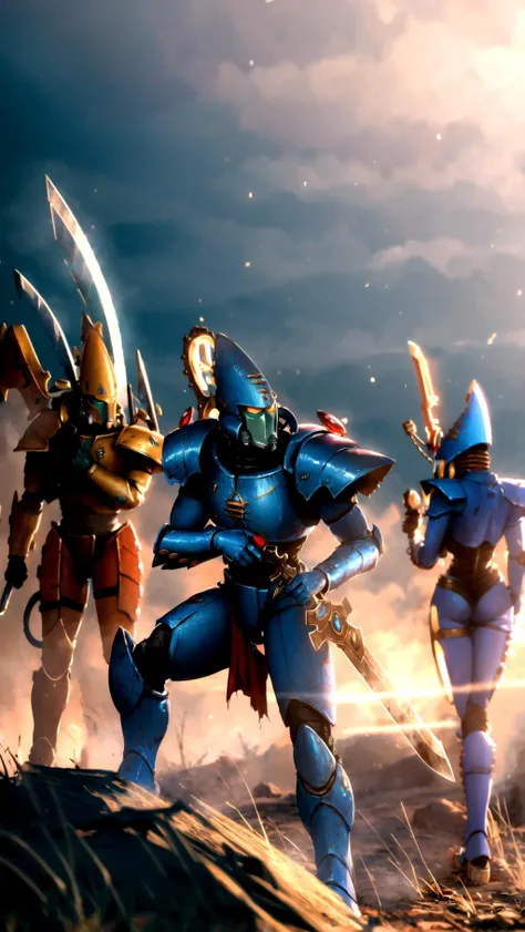 <lora:aeldari:0.8> ((aeldari, armor, power armor, sword)), howling banshee, BREAK,
(torn clothes, cloth pieces, damaged), <lora:clothing_explosion_lora01:0.8> torn clothes, BREAK,
((battlefield)), debris, smoke, war, warhammer 40k,, masterpiece, best quality, hyperrealistic, extremely detailed, highly quality, 4k, sharp focus, professional photograph, sharp focus, award winning, cinematic lighting, octane render, unreal engine, volumetrics dtx, Wallpaper,