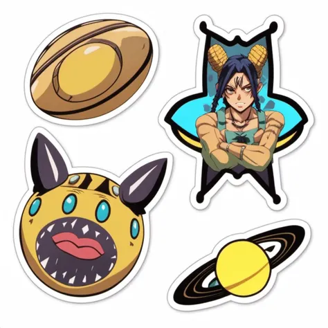 Cool Kid StickerSheet <lora:SDXL-StickerSheet-Lora:1>, Very detailed, clean, high quality, sharp image, jojoso style <lora:SDXL-jojoso_style-Lora:1>, Saturno Butto
