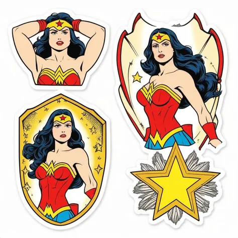 Wonderwoman   StickerSheet  <lora:SDXL-StickerSheet-Lora:1>, Very detailed, clean, high quality, sharp image, Saturno Butto