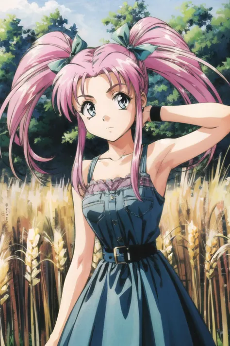 masterpiece, best quality, 1girl, looking at viewer, ultra detailed, <lora:add_detail:0.5>, <lora:lirika_FW:0.9> ,long hair, twintails, pink hair , in a wheat field