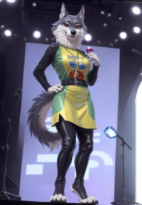(pretty, eyes), (detailed pixar eyes:1.2), (detailed pretty face), ((High quality)), beautiful portrait of (((porshacrystal))), (wolf), ((standing)), breasts,(curvy figure), digitigrade, stage, furry female, (looking at viewer), ((countershading)), by foxovh, honovy,hiroshiru,\(vader-san\), best quality, professional photo, photorealism, volumetric, ray tracing, HDR, 4K, 8k, absurd res, realistic, max shading, ((masterpiece))), (midtones), ((solo)), <lora:LoraPorshaBY_porshacrystal:1>, clothes, close up