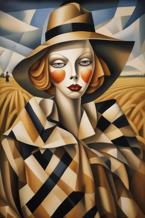<lora:Tamara De Lempicka Style:1>Tamara De Lempicka Style - A scarecrow in the style of Tamara de Lempicka