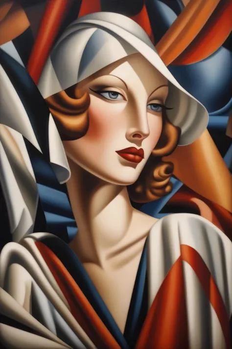 <lora:Tamara De Lempicka Style:1>Tamara De Lempicka Style - Close-up of a woman in style of Catherine Abel, Elizabeth Peyton, Helena Lam and Helena Nikulina