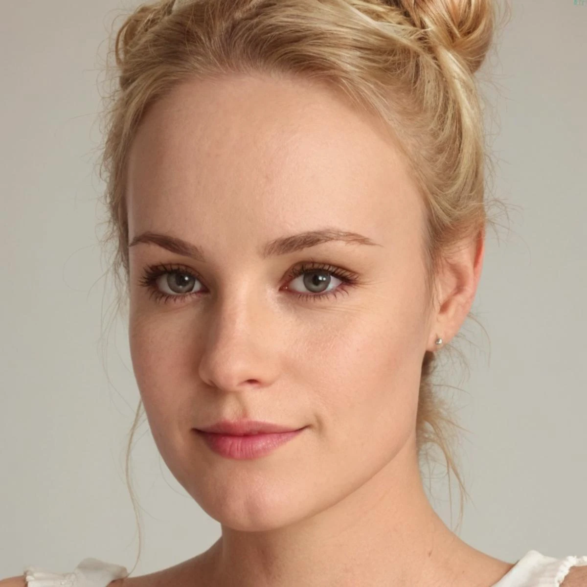 foto realistic hyper detailed
45 year old woman, blond hair, side buns, face to looking at viewer, <lora:RVTranparent5:1>