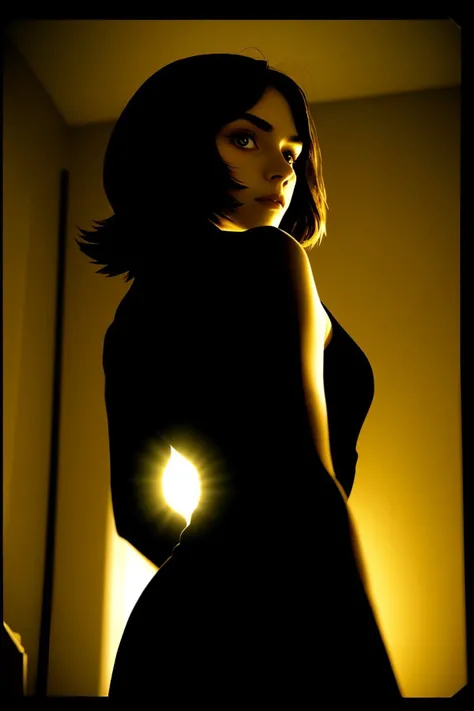 A woman with large breasts, naked, highly detailed textures, photorealistic, ultra-detailed, 8K, hyper-realistic, volumetric lighting, pronounced facial features, intricate fabric textures, dramatic chiaroscuro lighting, realistic skin tone and texture, seamless blending, dramatic shadows and highlights, distant full body view from behind