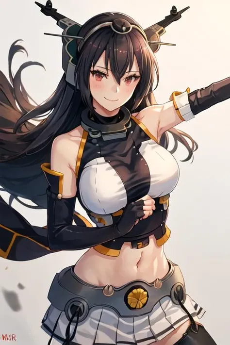 young girl, Long black hair, fox ears, red eyes, smirk, Decepticon armor, Starskrim, open shoulders, open breasts, smirk, wings, Masterpiece, highly quality