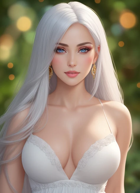 ,blue eyes, wolf ears, wolf tail, very long light blue hair, facial mark on left cheek,twin braids, fang, moonlight, grass, lake, nude big breats bust perfil (insanely detailed, beautiful detailed face, masterpiece, best quality) nude huge tits