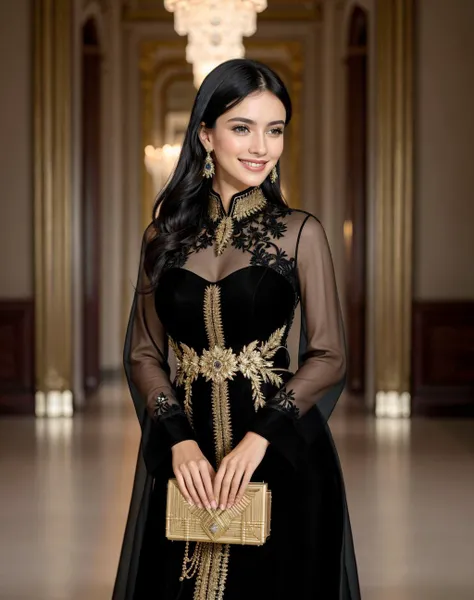 4K, Masterpiece, highres, absurdres, smiling,beautiful dark haired mod_woman, face focus , Haute_Couture,wearing a Haute_Couture designer dress, portrait, perfect mod_body, <lora:mod:0.35>, <lora:Haute_Couture1.11:0.8>