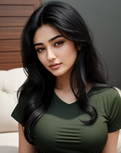 4K, Masterpiece, highres, absurdres,
beautiful edgPersian_woman, a woman with long black hair and a green shirt ,perfect edgPersian_face, perfect edgPersian_body <lora:edgPersian:0.75>