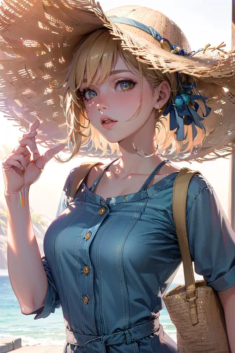 ((Masterpiece, best quality,photography, detailed skin, realistic, photo-realistic, 8k, highly detailed, full length frame, High detail RAW color art, diffused soft lighting, shallow depth of field, sharp focus, hyperrealism, cinematic lighting,(upper body:1.2))),
1girl, solo, (flustered:1.2)
<lora:edgAustralianDoll:0.7>, beautiful blonde edgAus_woman, (choose a relaxed and versatile shirt dress in a chambray fabric, styled with espadrilles and a woven tote, for a casual and breezy summer outfit:1.4),
Ultra-detail, (highres:1.1), best quality,
(highly detailed face and eyes),