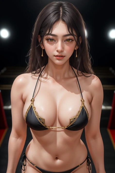 (top-quality manga:2.4),(Perfect Beautiful Face 2.2),(Perfect and beautiful posture:2.2),wet with oil,(oil in cleavage:2.2),(Abnormal oiling:2.2),large full breasts,2 Female oil wrestling athlete ,cute face, nice legs, showing their ground techniques in a fight on the graund