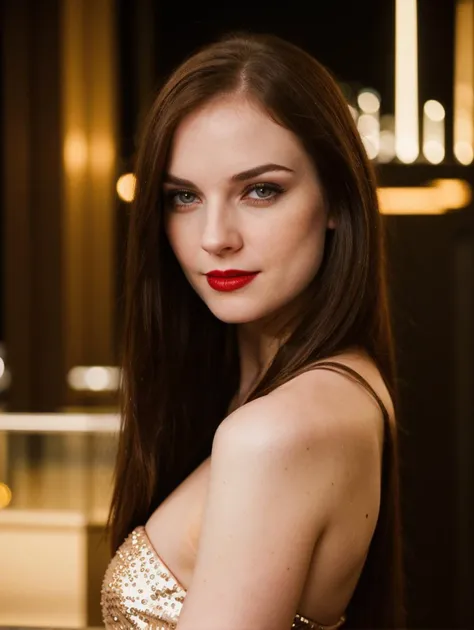 cinematic film still Full body photo of (edgLit_woman, edgLit_face, edgLit_body, pale skin), sensual smile, red lips, straight hair, wearing one shoulder sequin mini dress, (looking at viewer:1.1), <lora:backlight_slider_v10:1.2>, <lora:epiCRealismHelper:1>, <lora:skin_tone_slider_v1:-1>, empty night club background, 8K, 16k, uhd, dslr, best quality, high quality, realistic, photo-realistic, <lora:edgLithuanianDollLikeness:0.9> . shallow depth of field, vignette, highly detailed, high budget, bokeh, cinemascope, moody, epic, gorgeous, film grain, grainy