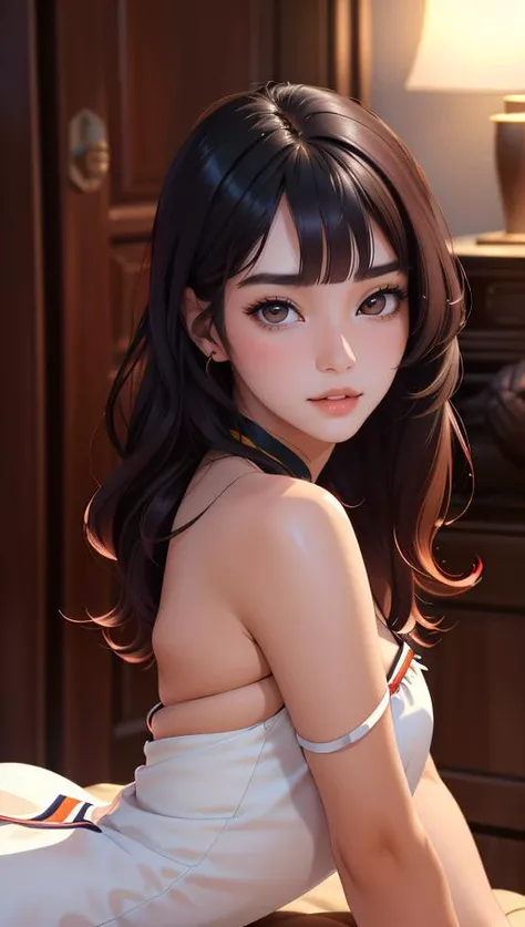 masterpiece, best quality, 1girl, <lora:edgIndonesianDollLikeness:0.7> edgIndo_woman,edgIndo_face,edgIndo_body, raytracing, bloom, v-shaped eyebrows, satin dress, cut bangs, blunt bangs, veins, sprinting